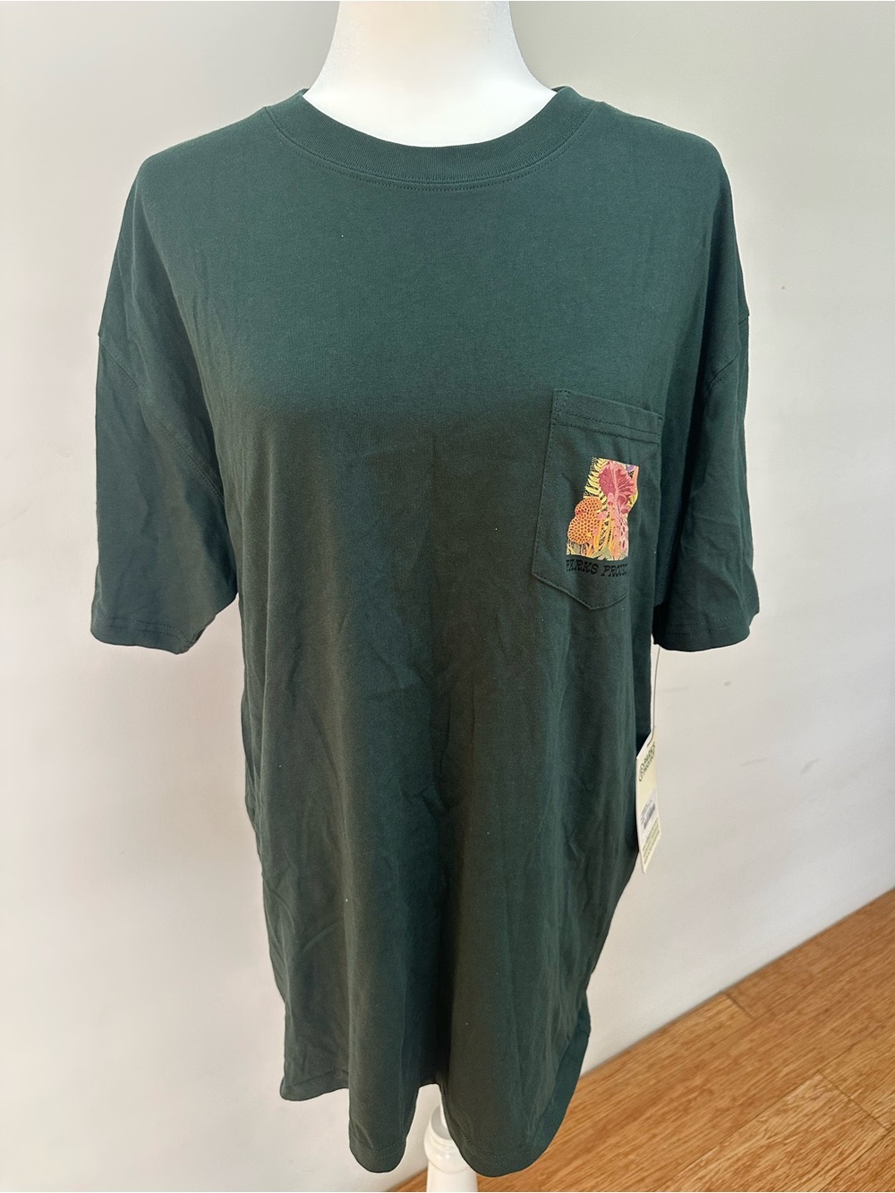 Parks Project NWT Dark Green Pocket Tee with Multicolor Tiger Patch